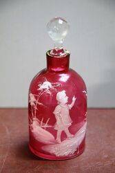 Antique Mary Gregory Ruby Glass Scent Bottle 