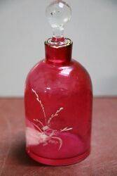 Antique Mary Gregory Ruby Glass Scent Bottle 