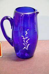 Antique Mary Gregory Style Bristol Blue Jug 