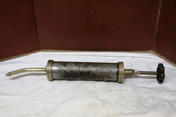 Antique Metal & Brass Screw Tap Handle Grease Gun.