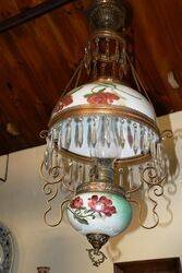 Antique Millers Glass Hanging Lamp with Original Shade