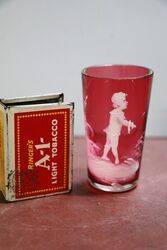 Antique Miniature Mary Gregory Ruby Glass Tumbler. #