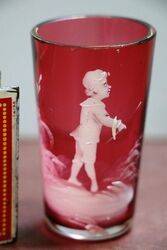 Antique Miniature Mary Gregory Ruby Glass Tumbler 