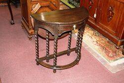 Antique Oak Half Round Gate Leg Hall Table, #