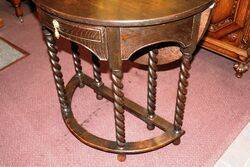 Antique Oak Half Round Gate Leg Hall Table 