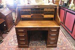 Antique Oak Roll Top Desk by the Standard Desk Company. #