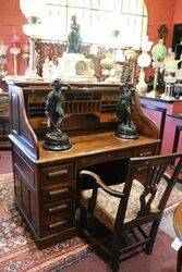 Antique Oak Roll Top Desk by the Standard Desk Company 