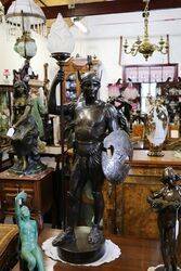 Antique Pair of Large Spelter Amazon Figures 