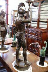 Antique Pair of Large Spelter Amazon Figures 