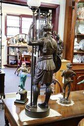 Antique Pair of Large Spelter Amazon Figures 