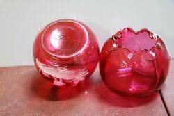 Antique Pair of Ruby Glass Mary Gregory Bowls 