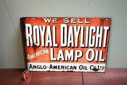 Antique Royal Daylight Lamp Oil Double Sided Enamel Sign 