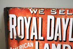 Antique Royal Daylight Lamp Oil Double Sided Enamel Sign 