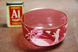 Antique Ruby Glass Mary Gregory Bowl 