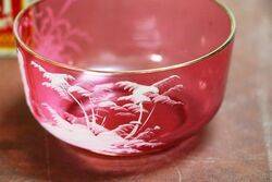 Antique Ruby Glass Mary Gregory Bowl 