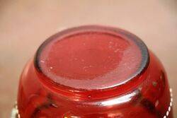 Antique Ruby Glass Mary Gregory House Trinket Bowl 