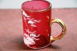 Antique Ruby Glass Mary Gregory Small Tankard 