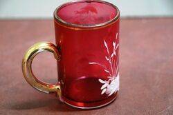 Antique Ruby Glass Mary Gregory Small Tankard 