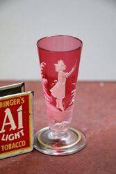 Antique Ruby Glass Mary Gregory Tapered Glass. #