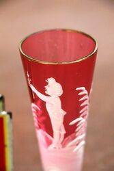 Antique Ruby Glass Mary Gregory Tapered Glass 85mm high 