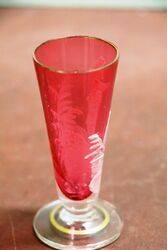 Antique Ruby Glass Mary Gregory Tapered Glass 85mm high 
