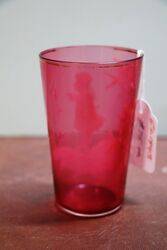 Antique Ruby Glass Mary Gregory Tumbler 