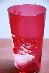 Antique Ruby Glass Mary Gregory Tumbler 