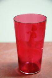 Antique Ruby Glass Mary Gregory Tumbler 