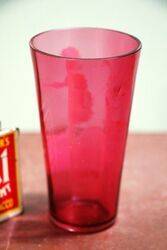 Antique Ruby Glass Mary Gregory Tumbler 