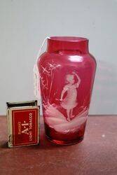 Antique Ruby Glass Mary Gregory Vase. #