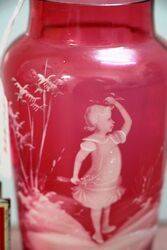 Antique Ruby Glass Mary Gregory Vase 