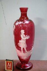 Antique Ruby Glass Mary Gregory Vase. #