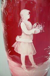 Antique Ruby Glass Mary Gregory Vase 