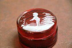 Antique Ruby Glass Mary Gregory Westminster Pill Box 