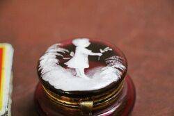 Antique Ruby Glass Mary Gregory Westminster Pill Box 
