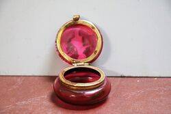 Antique Ruby Glass Mary Gregory Westminster Pill Box 