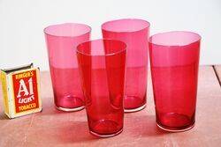 Antique Ruby Glass Set of 4 Tumblers. #