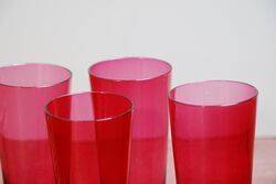 Antique Ruby Glass Set of 4 Tumblers 