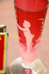 Antique Ruby Glass Small Mary Gregory Vase