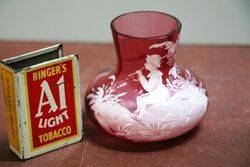 Antique Small Ruby Glass Mary Gregory Vase 