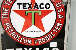 Antique Texaco Motor Oil Post Mount Double Sided Enamel Sign 