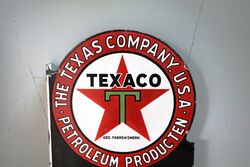 Antique Texaco Motor Oil Post Mount Double Sided Enamel Sign 