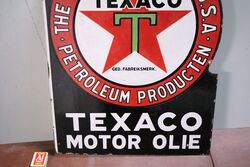 Antique Texaco Motor Oil Post Mount Double Sided Enamel Sign 