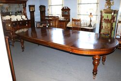 Antique Victorian Solid Oak Round End Extension Table 