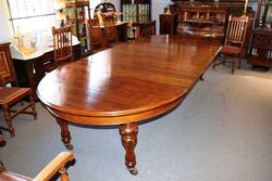 Antique Victorian Solid Oak Round End Extension Table 