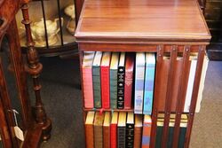 Antique Walnut 2 Tier Revolving Bookcase 