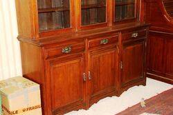 Antique Walnut 3 Glazed Door Library Bookcase 