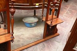 Antique Walnut Overmantel Mirror  