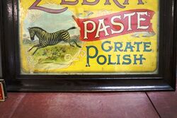 Antique Zebra Paste Grate Polish Framed Pictorial Box Lid 