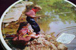 Arnotts Biscuit Tin  Vintage Children Fishing 